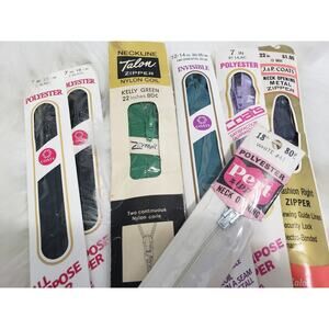 Vintage Pert Talon LOT 7 Zippers Assorted Colors 1970s‎ 1980s Black Green White